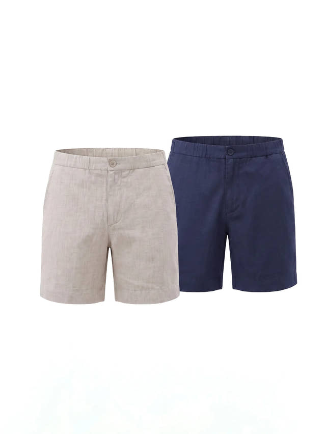 Pantaloncini eleganti in 100% lino europeo — Confezione da 2