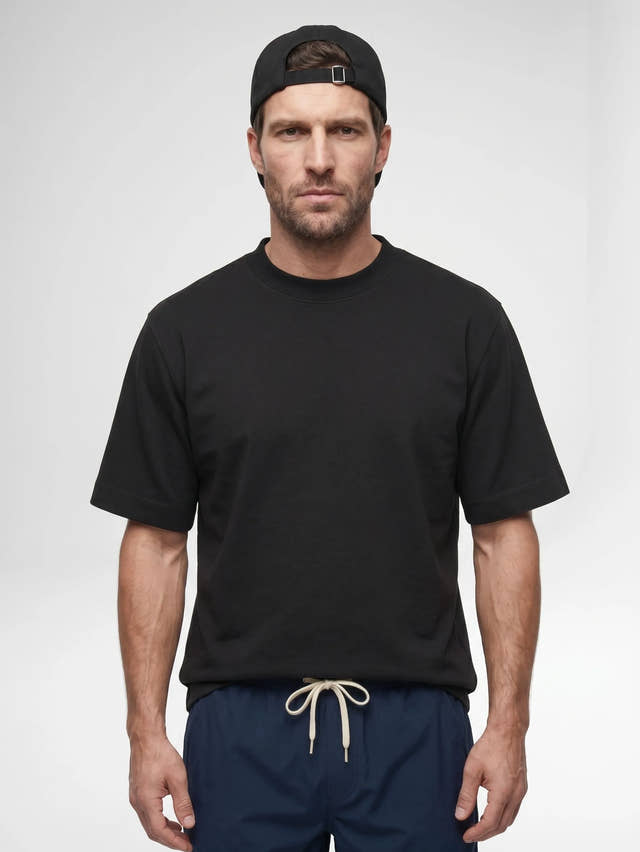 T-Shirt aus 100 % Bio-Baumwolle, schwere Qualität, Rundhalsausschnitt