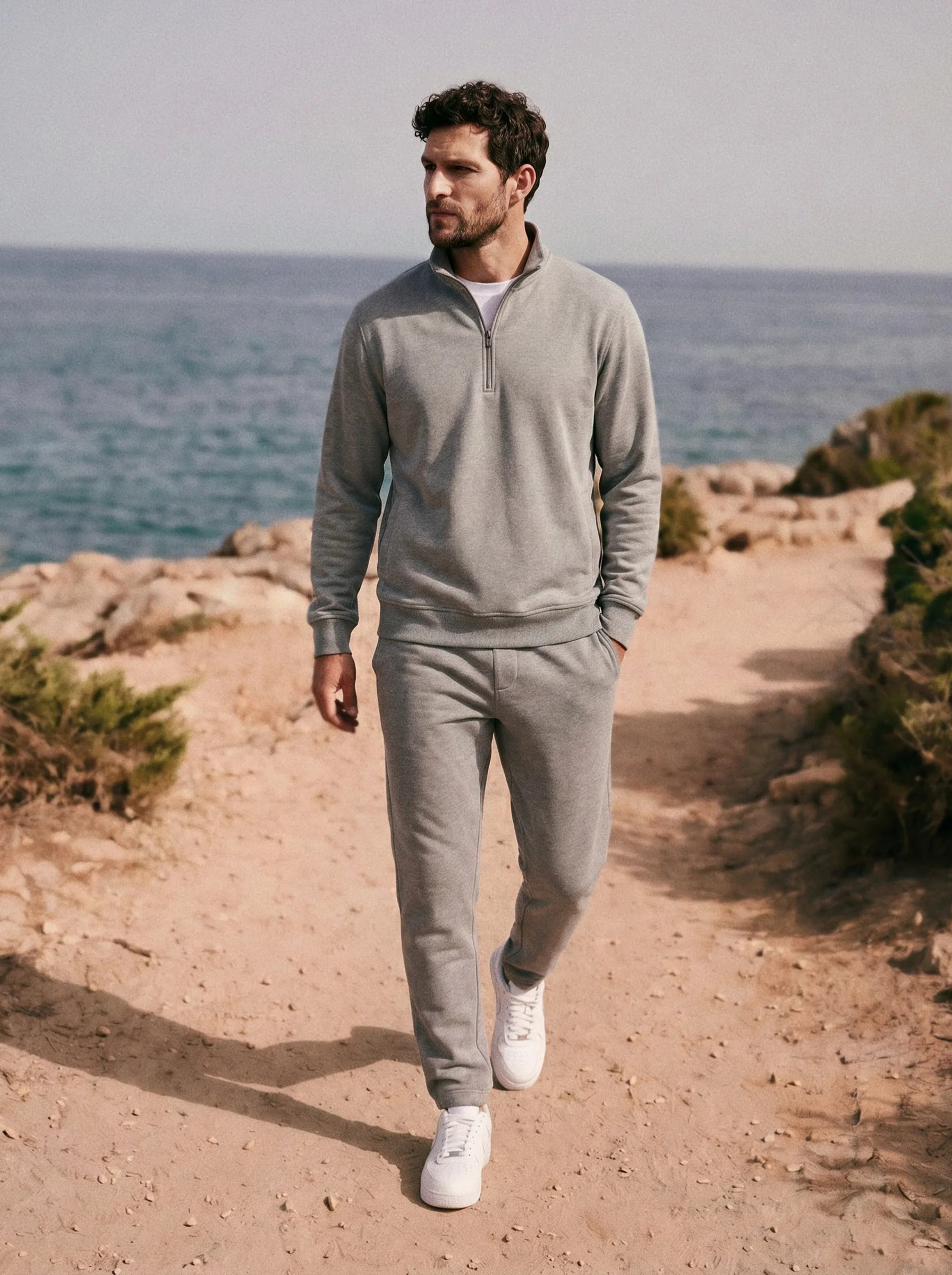 Bio-Baumwoll-Half-Zip-Pullover