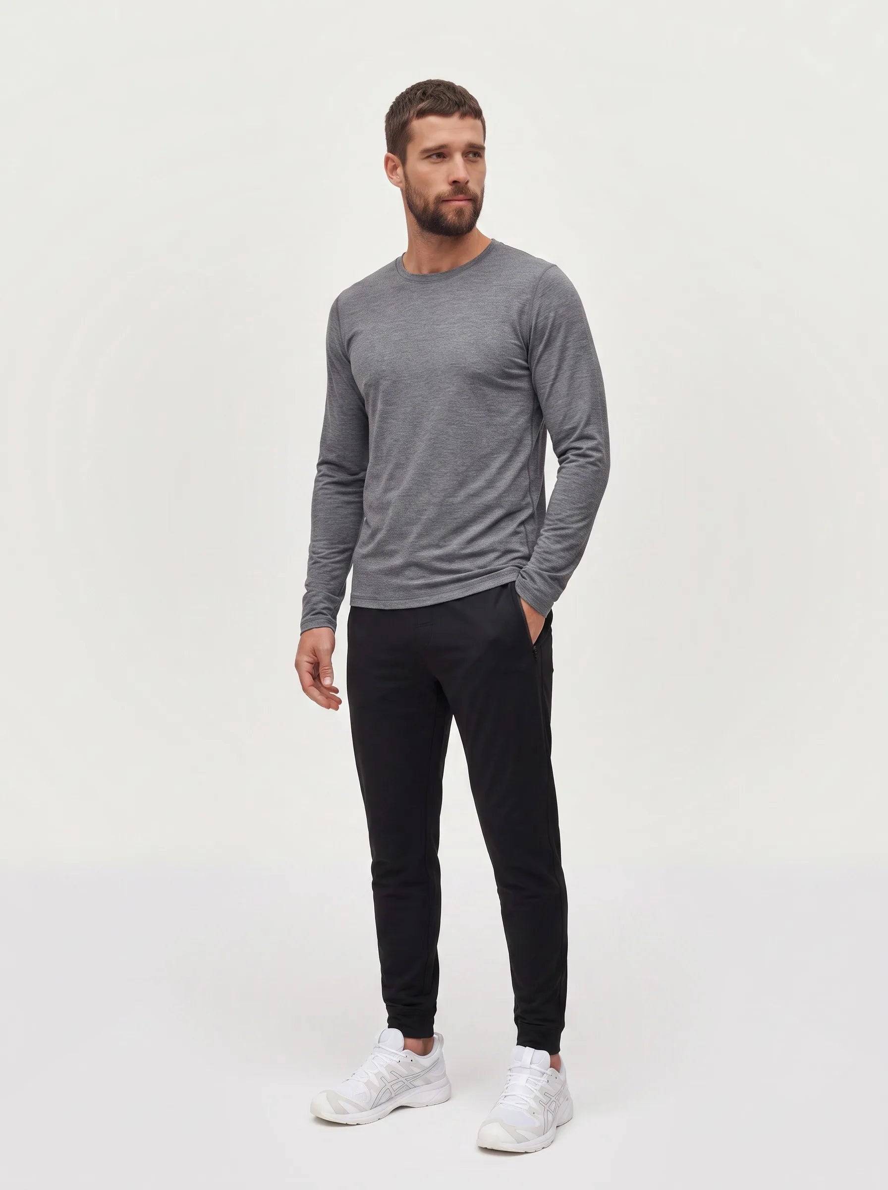 T-shirt de sport à manches longues col rond FlowBlend™