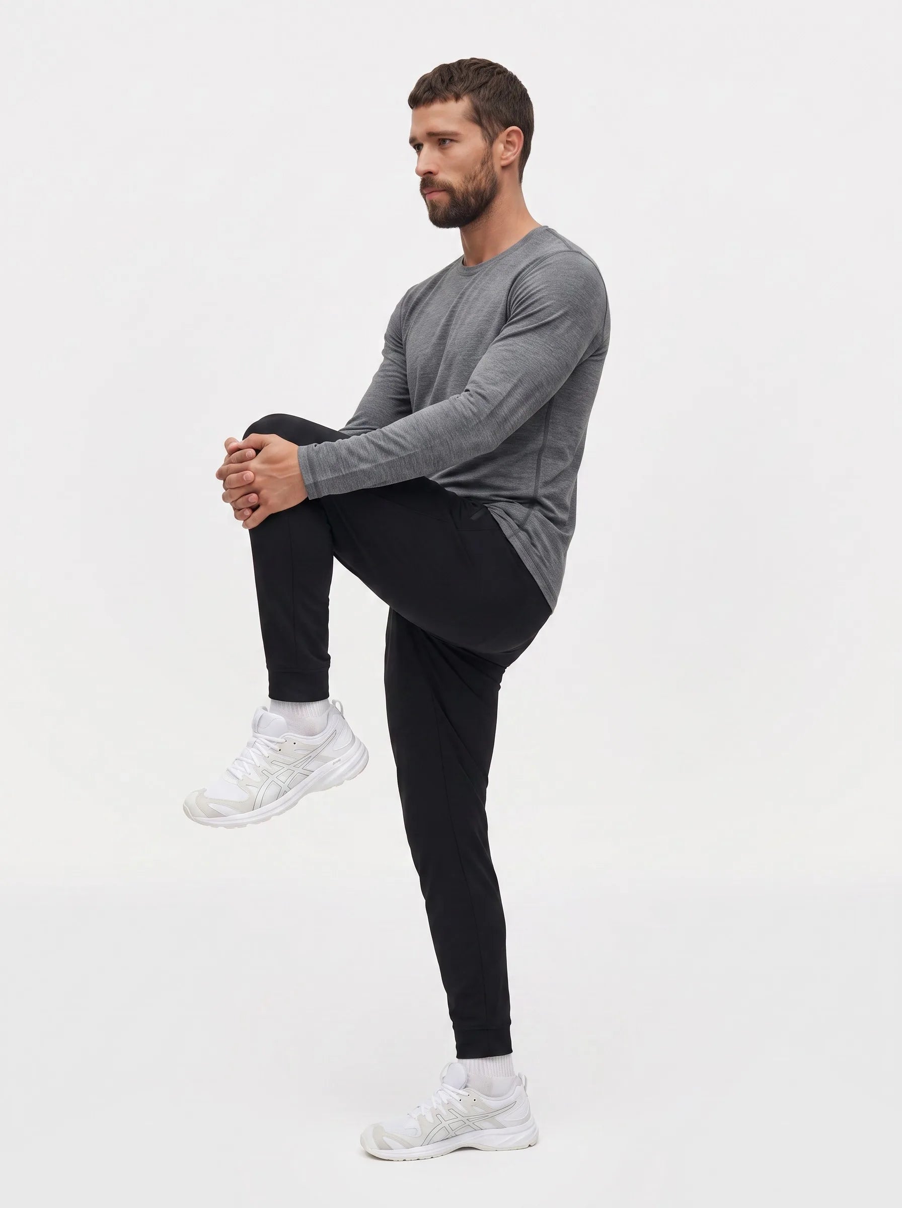 T-shirt de sport à manches longues col rond FlowBlend™