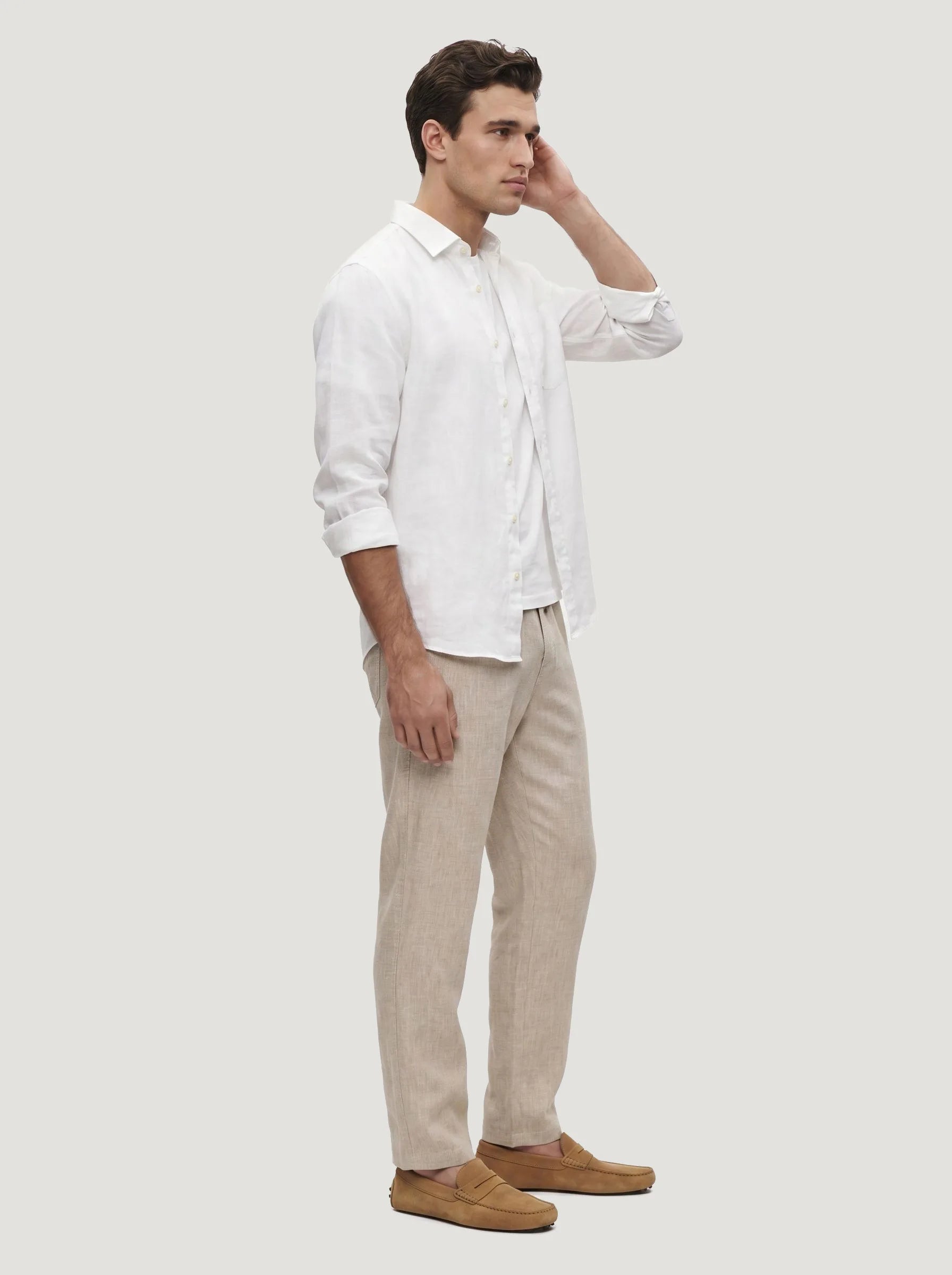 Pantalon à cordon en 100 % lin européen