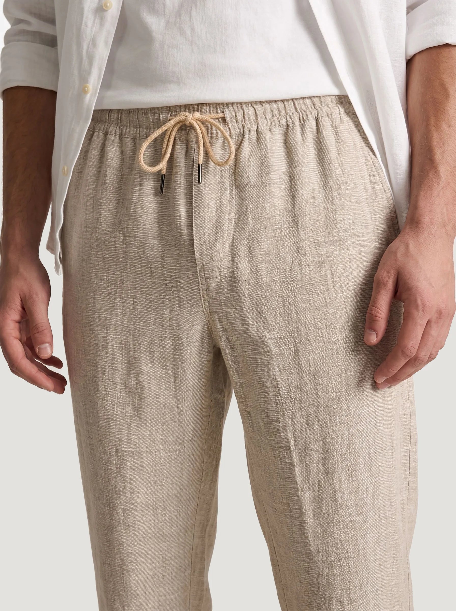 Pantalon à cordon en 100 % lin européen