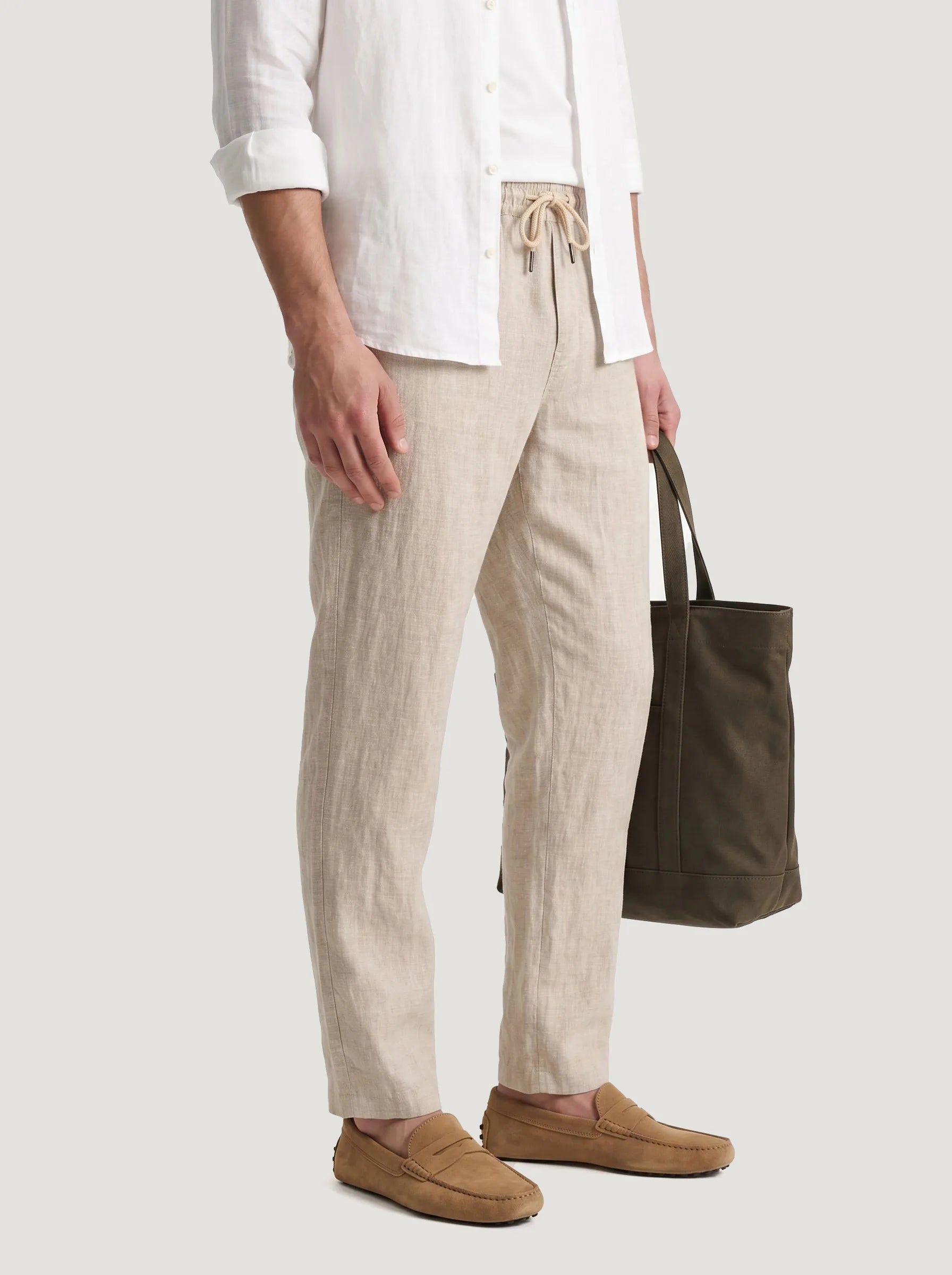 Pantalon à cordon en 100 % lin européen