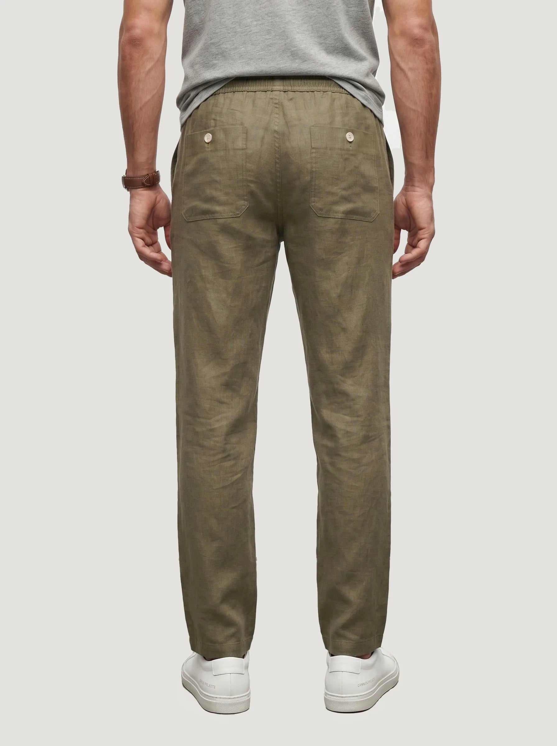Pantalon à cordon en 100 % lin européen
