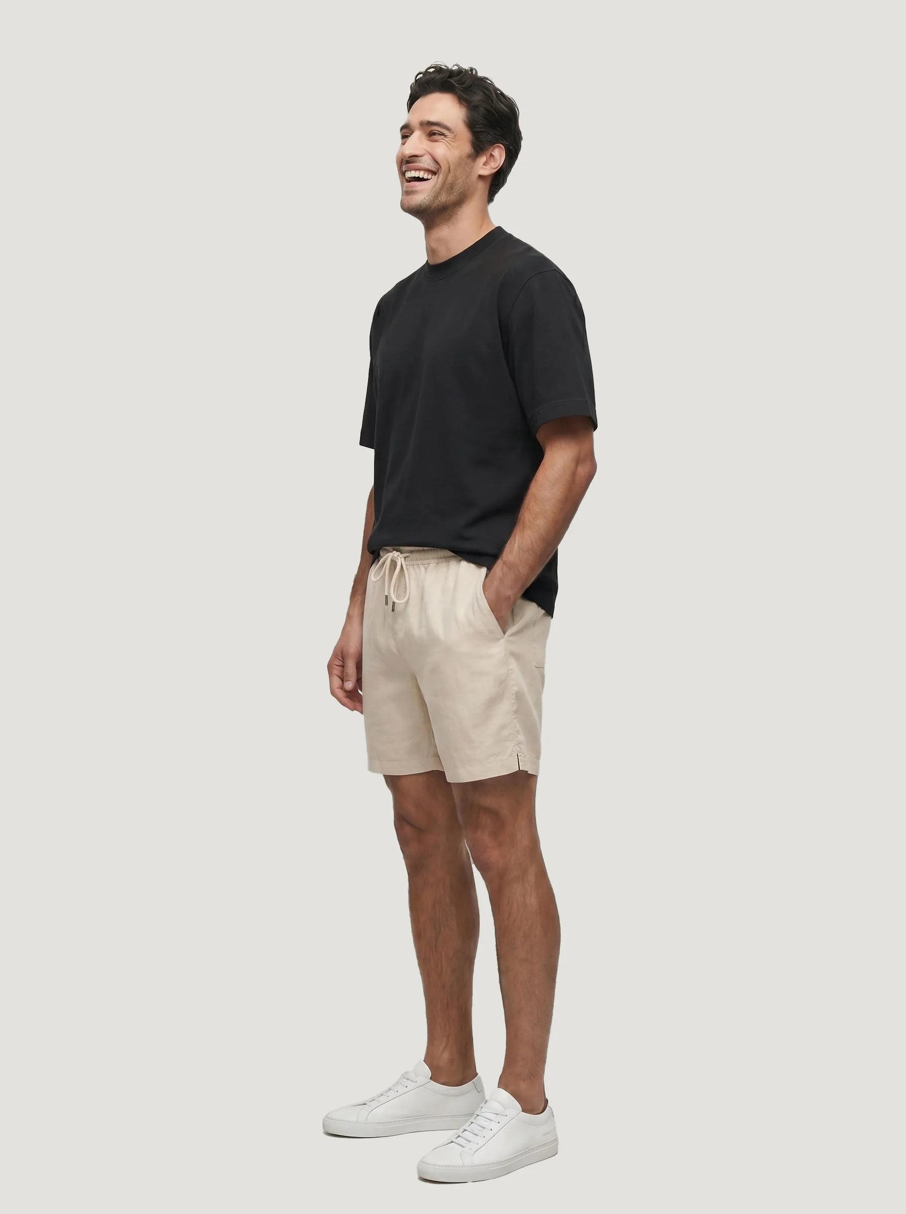 Shorts mit Kordelzug aus 100 % europäischem Leinen