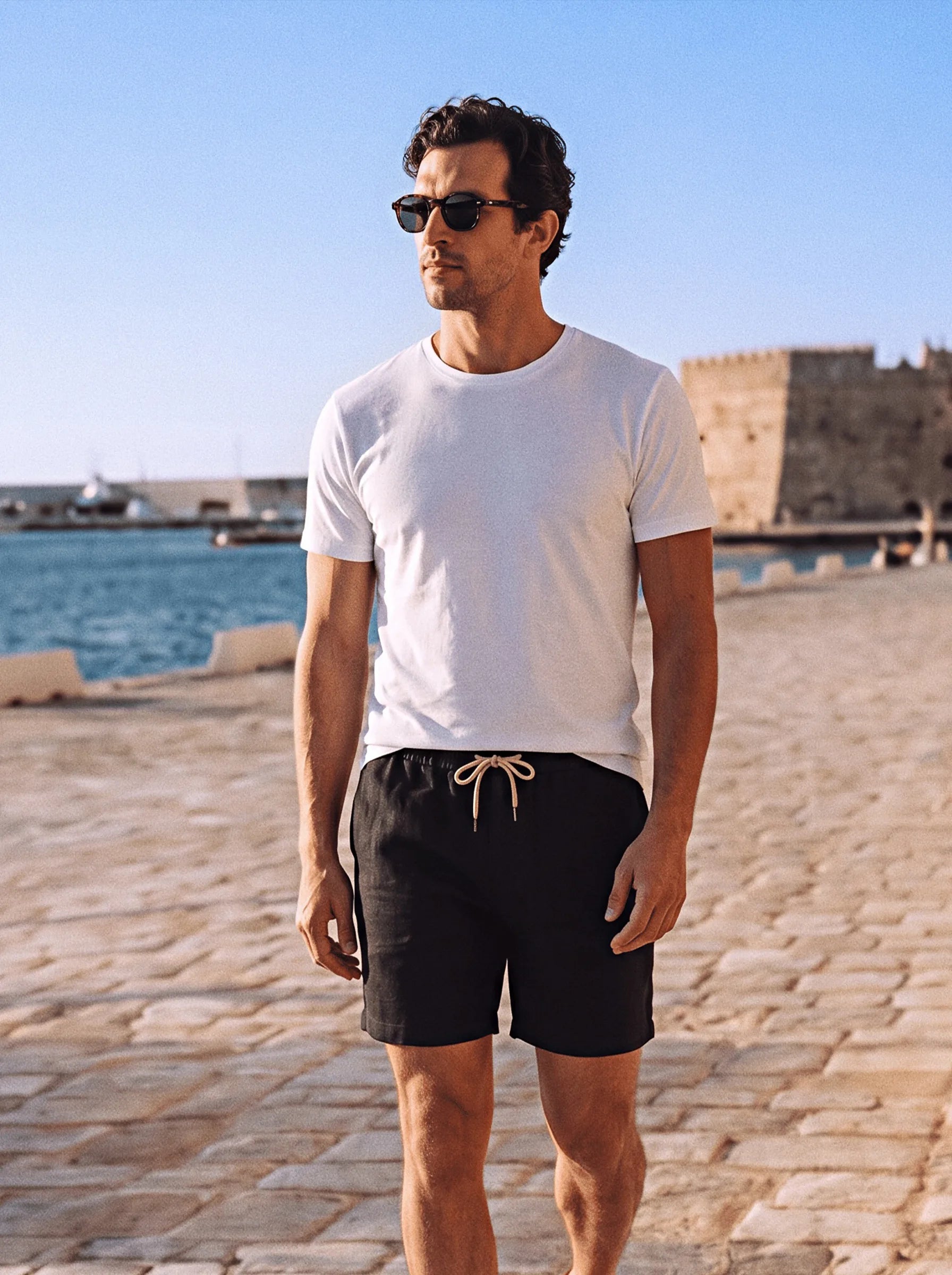 Shorts mit Kordelzug aus 100 % europäischem Leinen