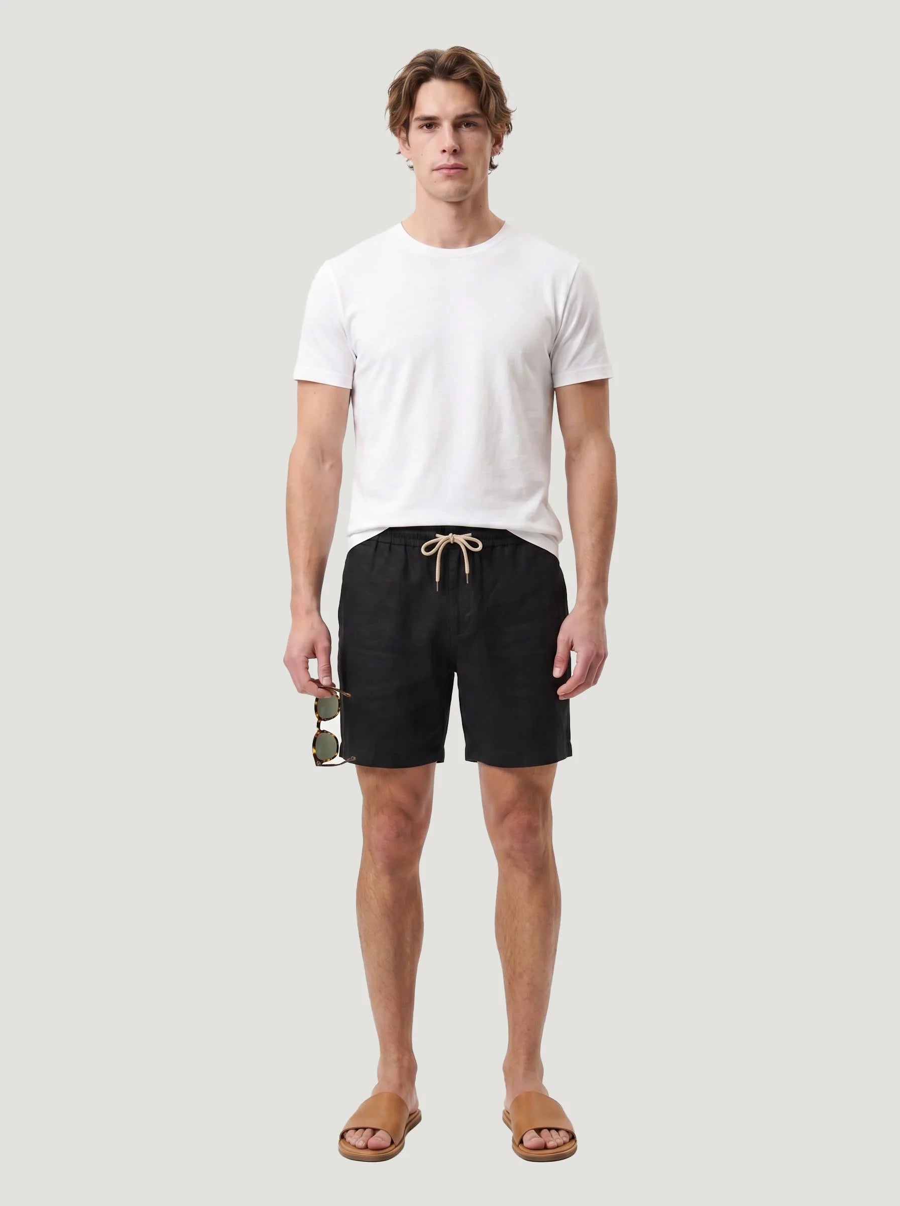 Shorts mit Kordelzug aus 100 % europäischem Leinen