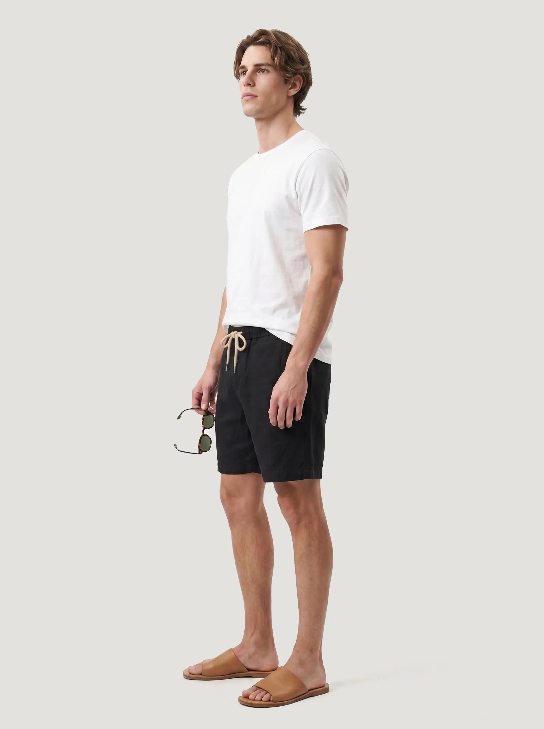 Shorts mit Kordelzug aus 100 % europäischem Leinen
