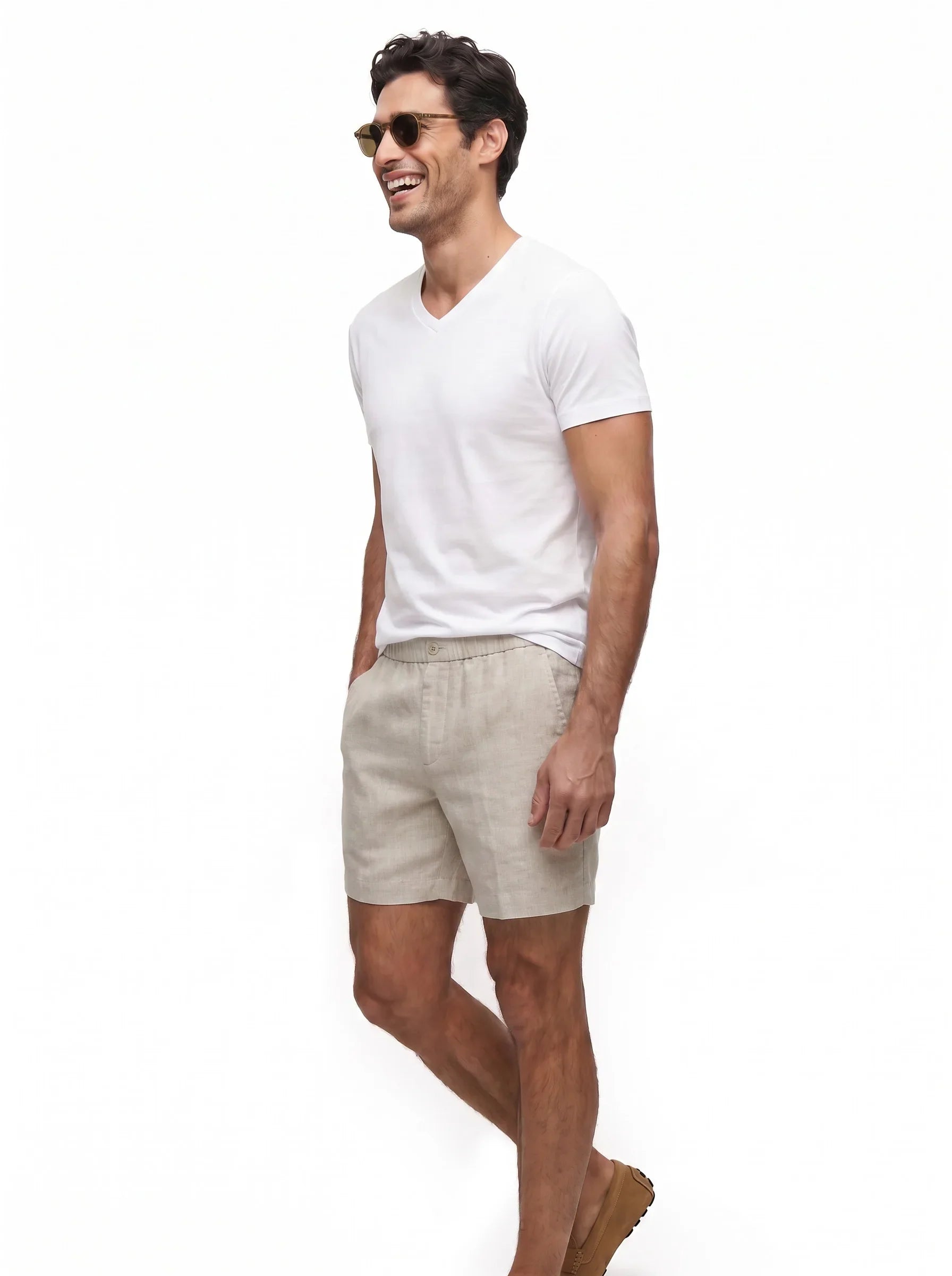 Pantaloncini eleganti in 100% lino europeo — Confezione da 2