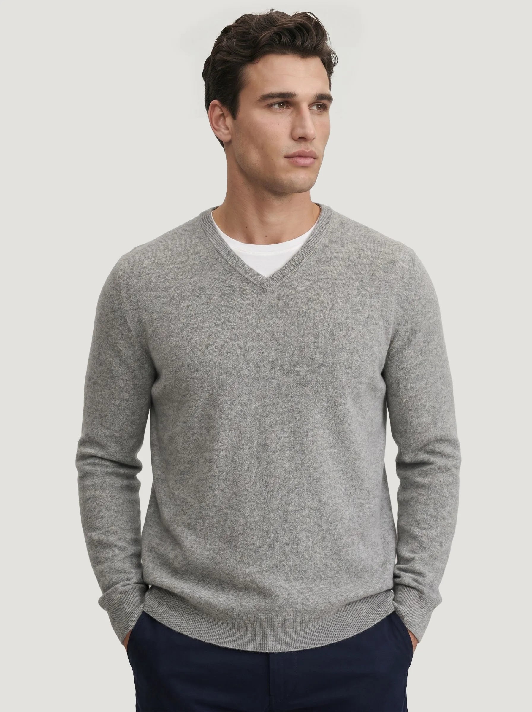 V-Ausschnitt-Pullover aus mongolischem Kaschmir — 3er-Pack