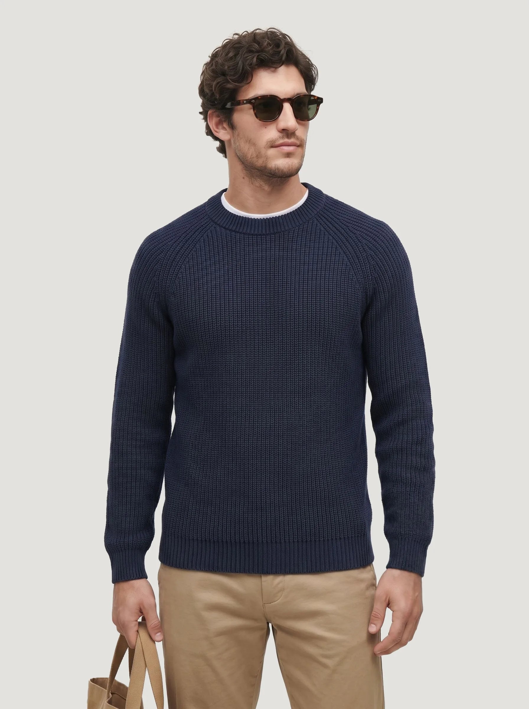 Jersey de cuello redondo de punto canalé de algodón orgánico — Pack de 3
