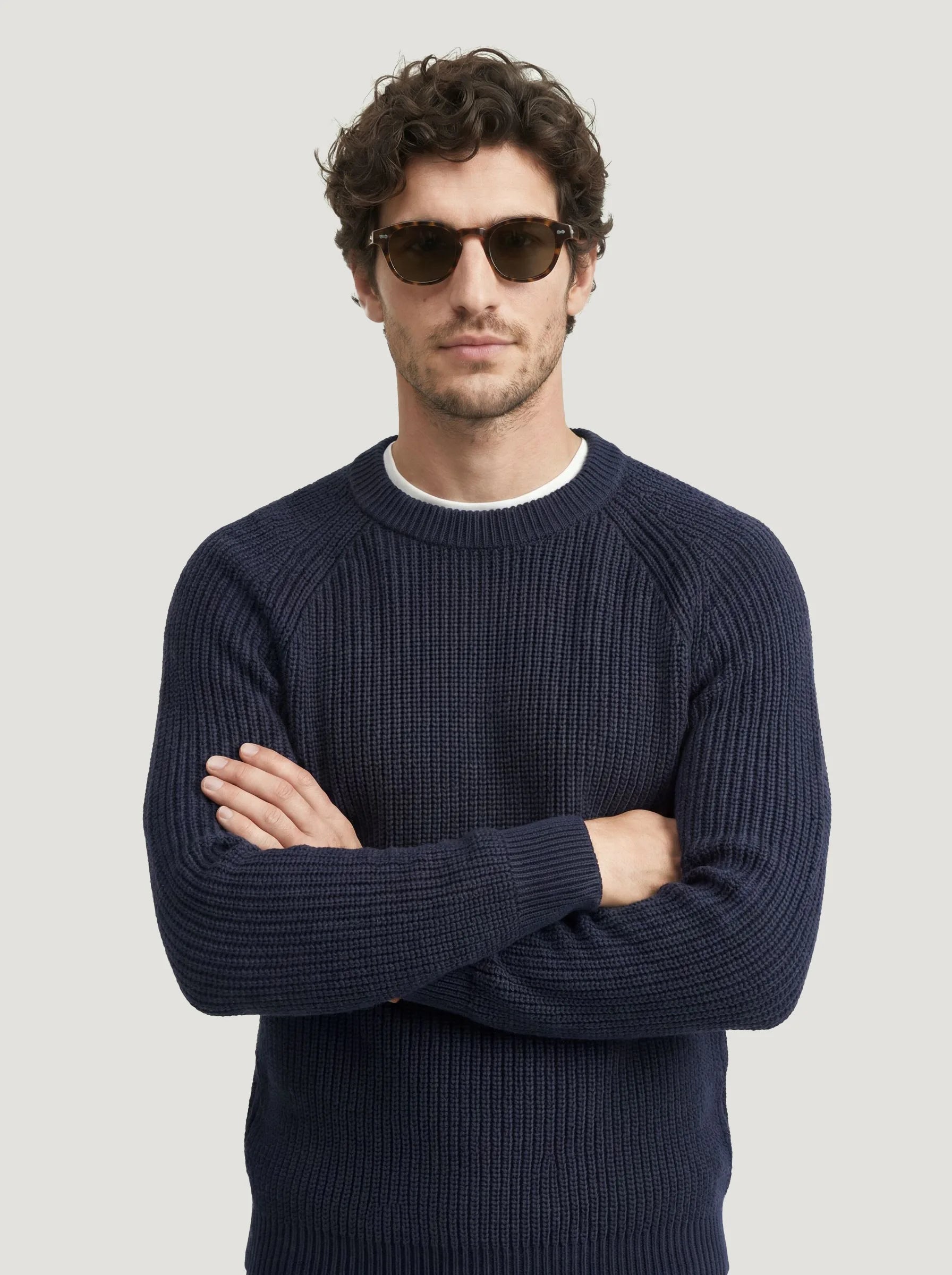 Jersey de cuello redondo de punto canalé de algodón orgánico — Pack de 3