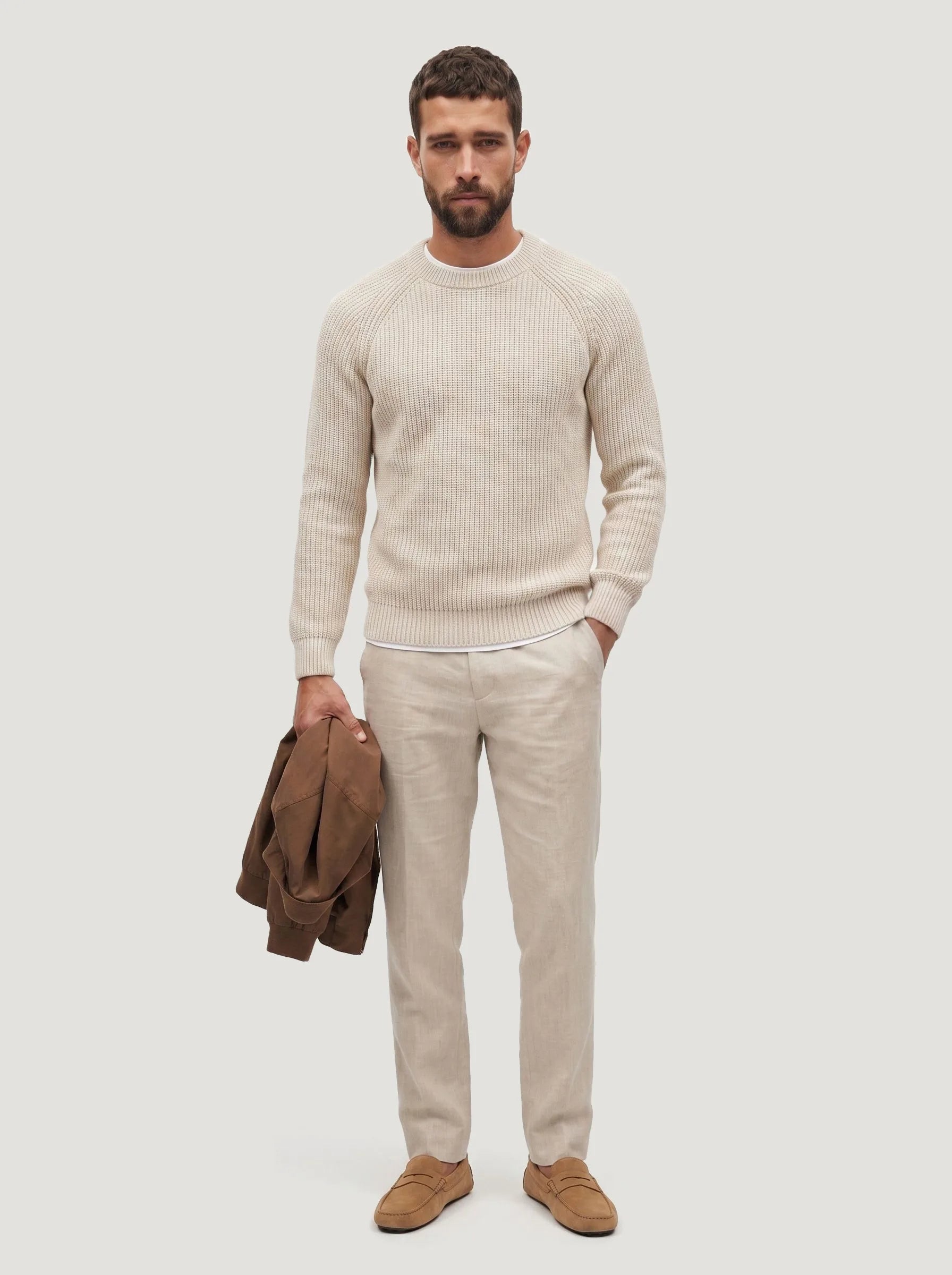 Maglione girocollo a coste in cotone biologico