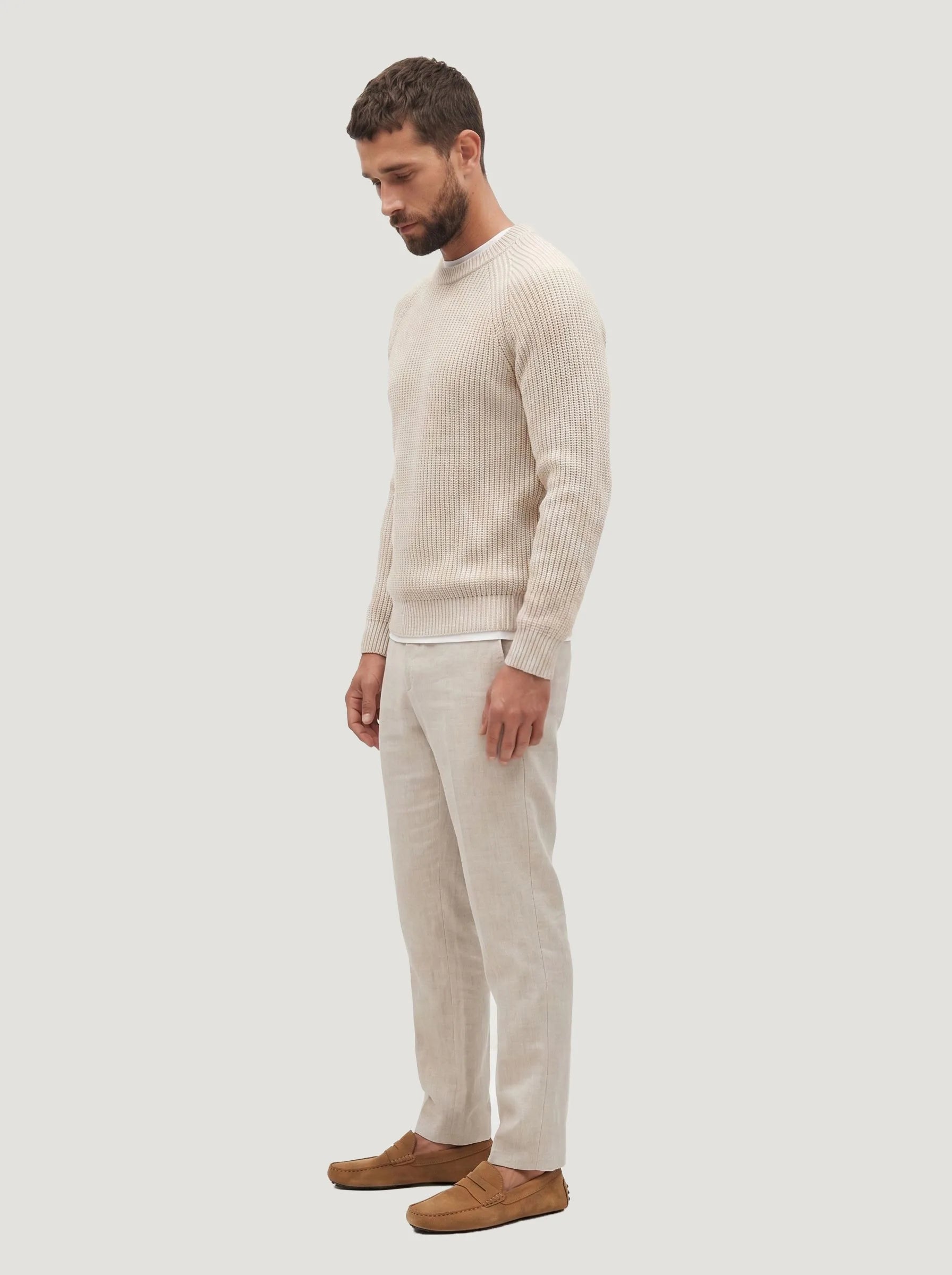 Maglione girocollo a coste in cotone biologico