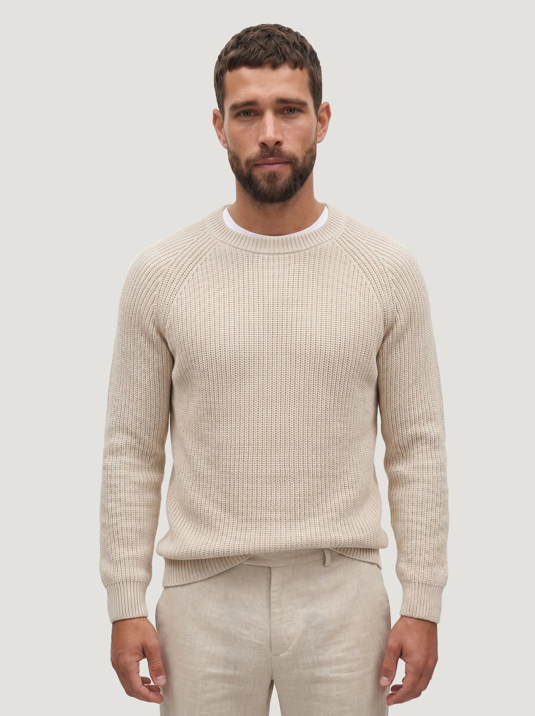 Jersey de cuello redondo de punto canalé de algodón orgánico — Pack de 3