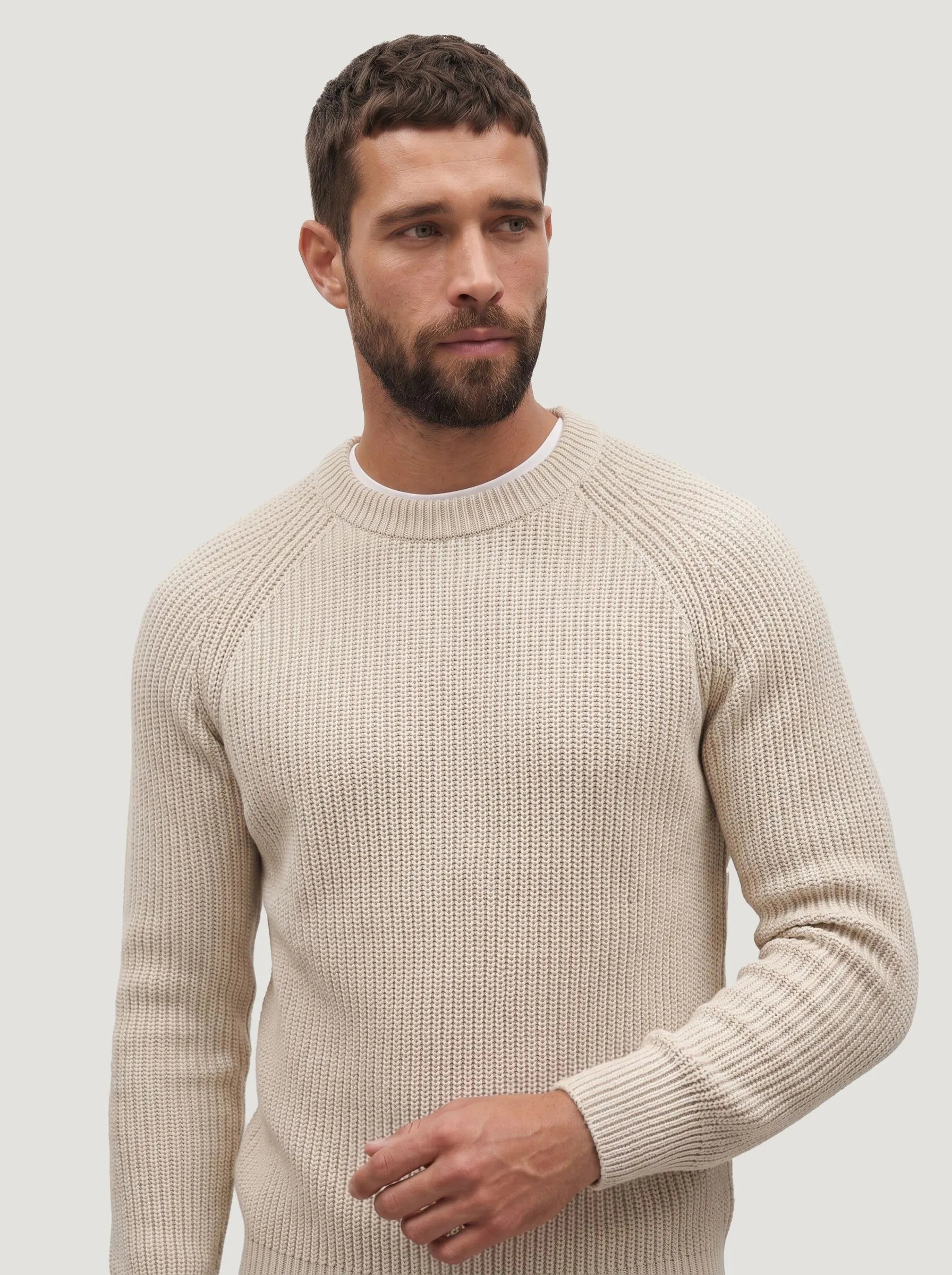 Jersey de cuello redondo de punto canalé de algodón orgánico — Pack de 3