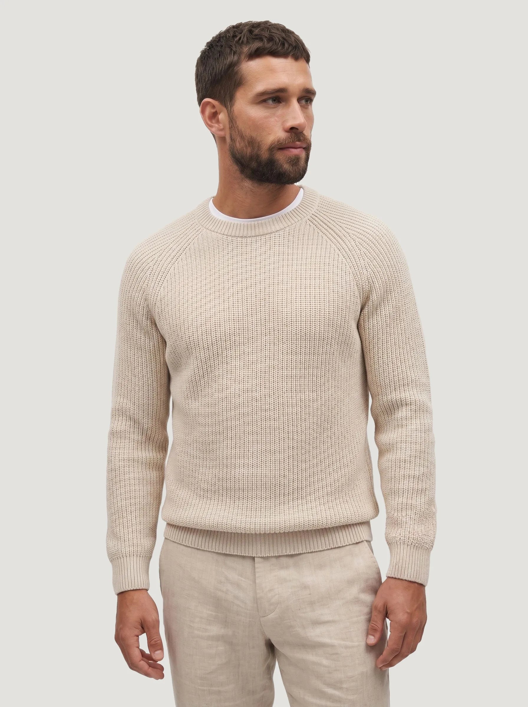 Maglione girocollo a coste in cotone biologico