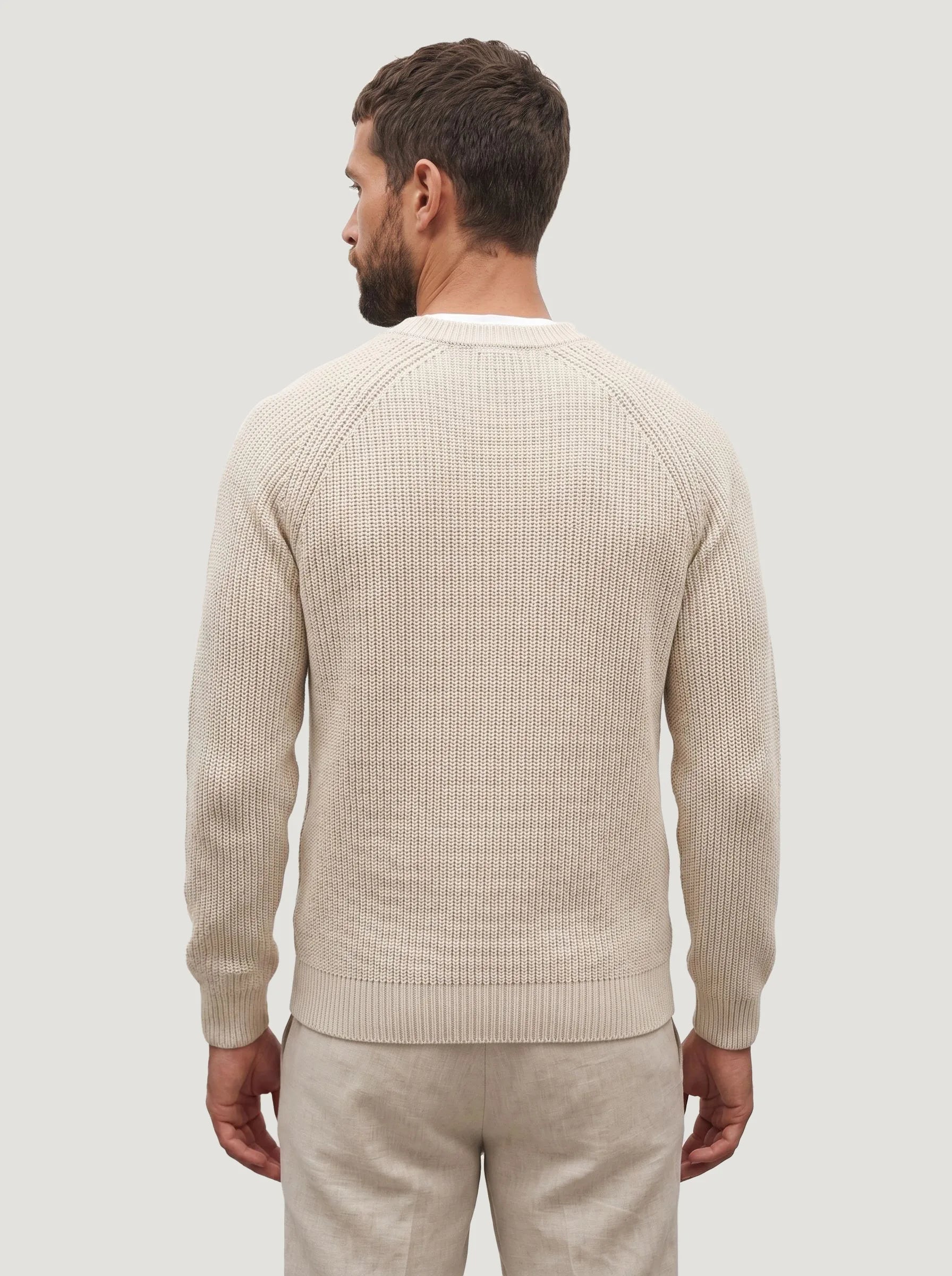 Maglione girocollo a coste in cotone biologico