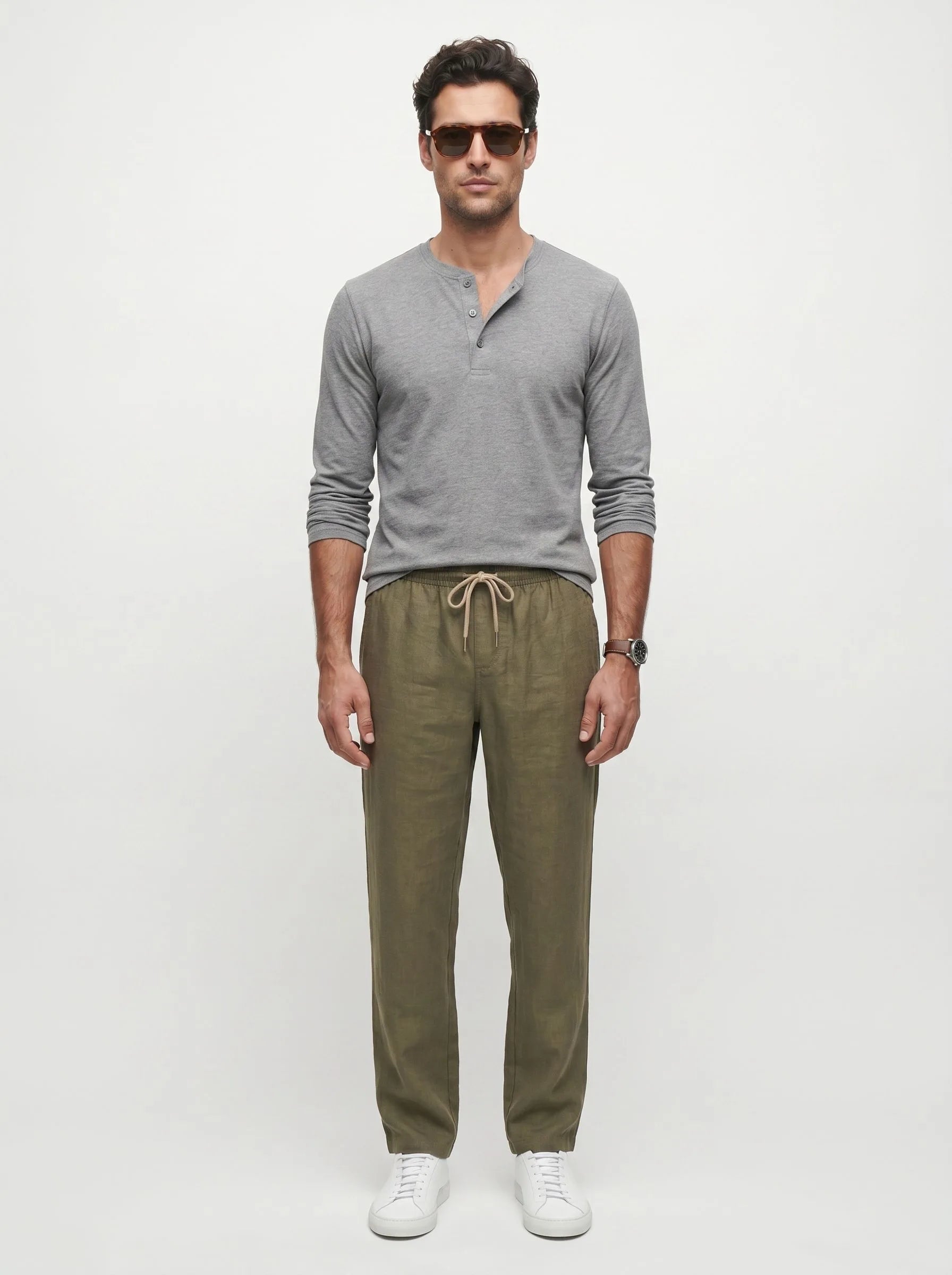 Pantalón informal de lino europeo 100%