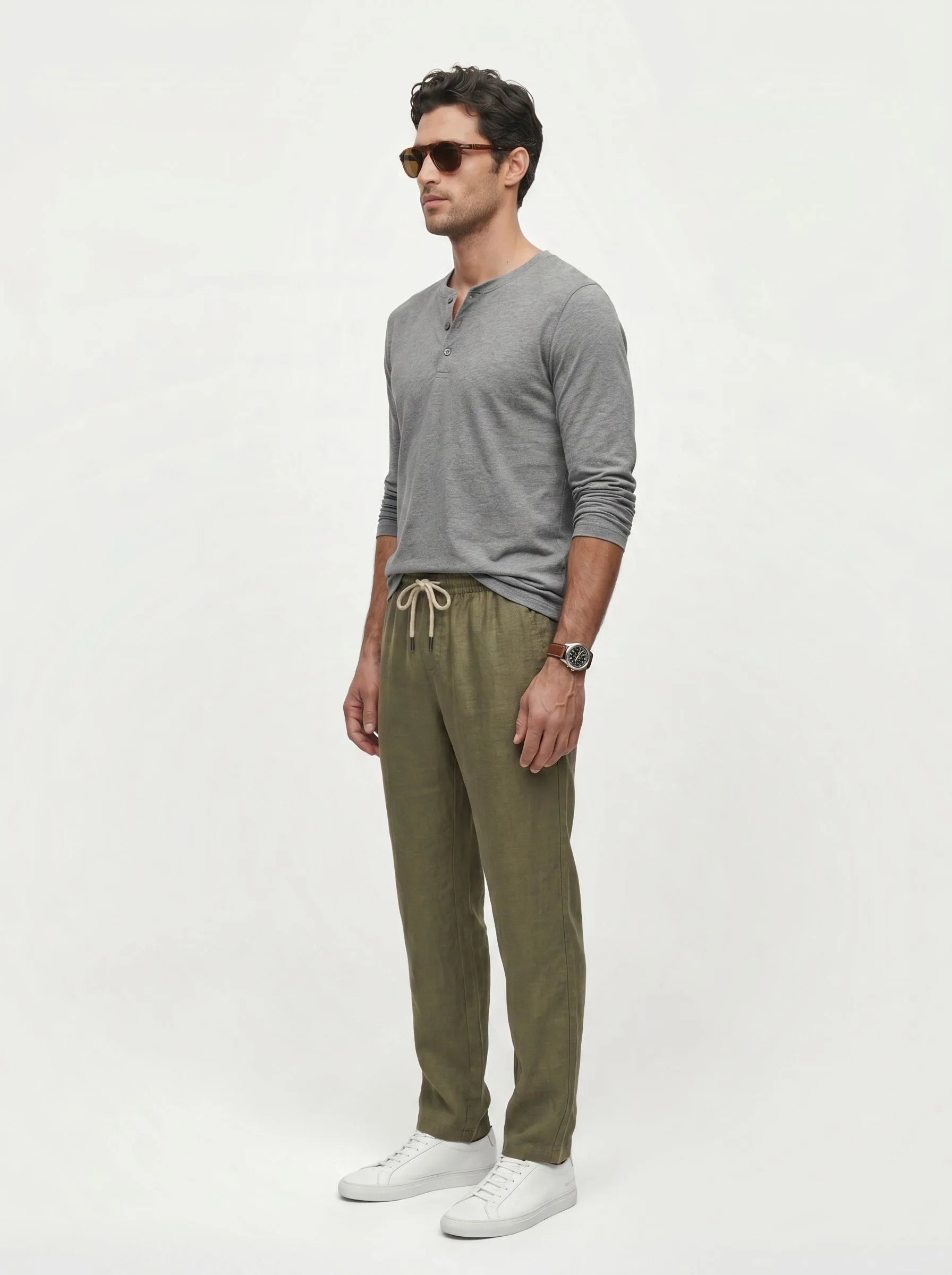 Pantalón informal de lino europeo 100%