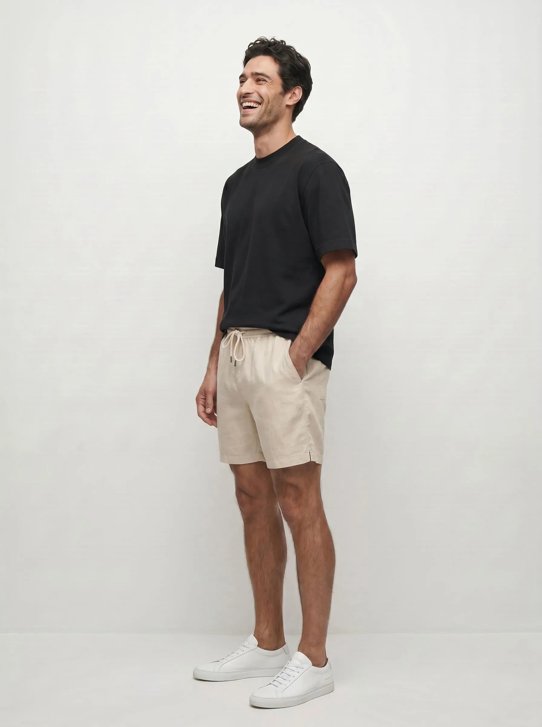100% European Linen Drawstring Shorts