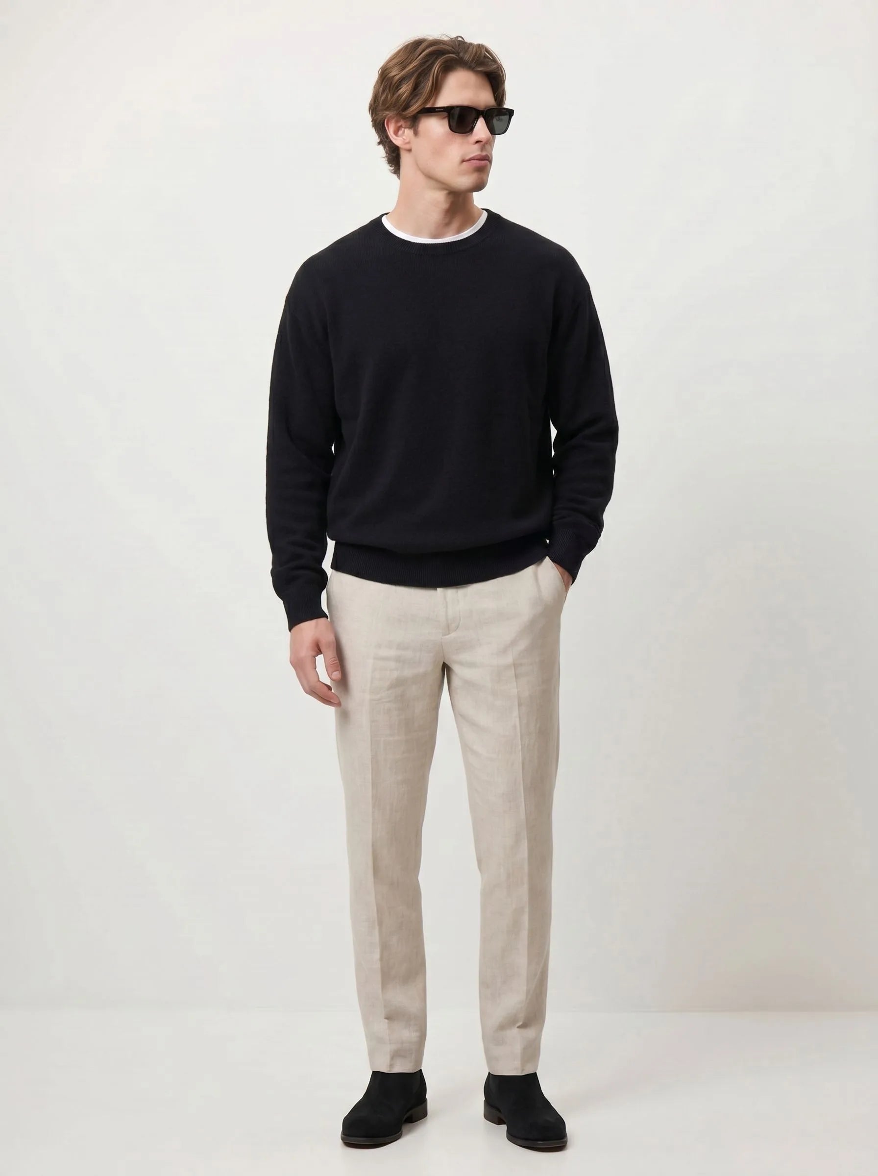 Maglione girocollo in cashmere mongolo