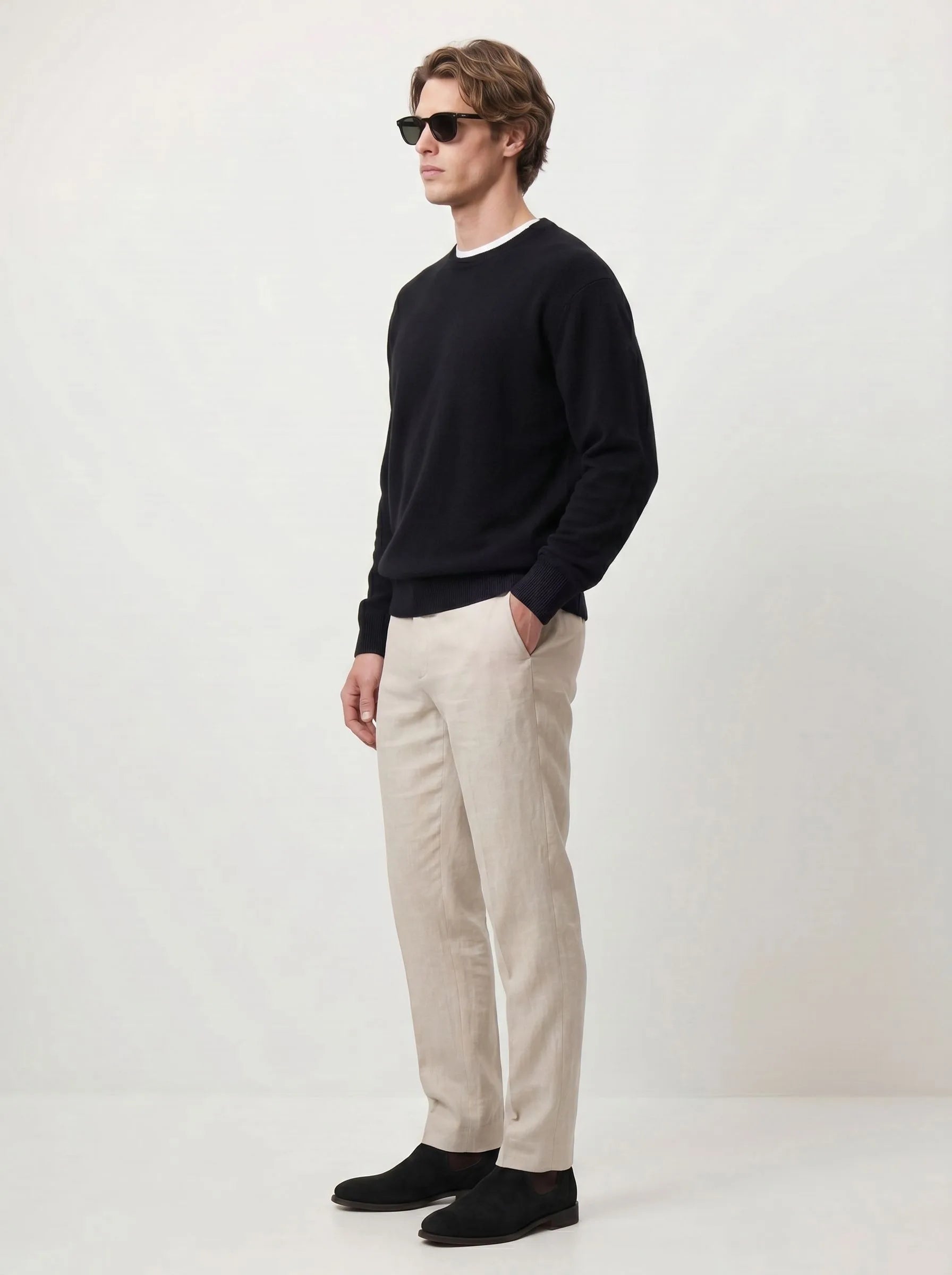 Maglione girocollo in cashmere mongolo