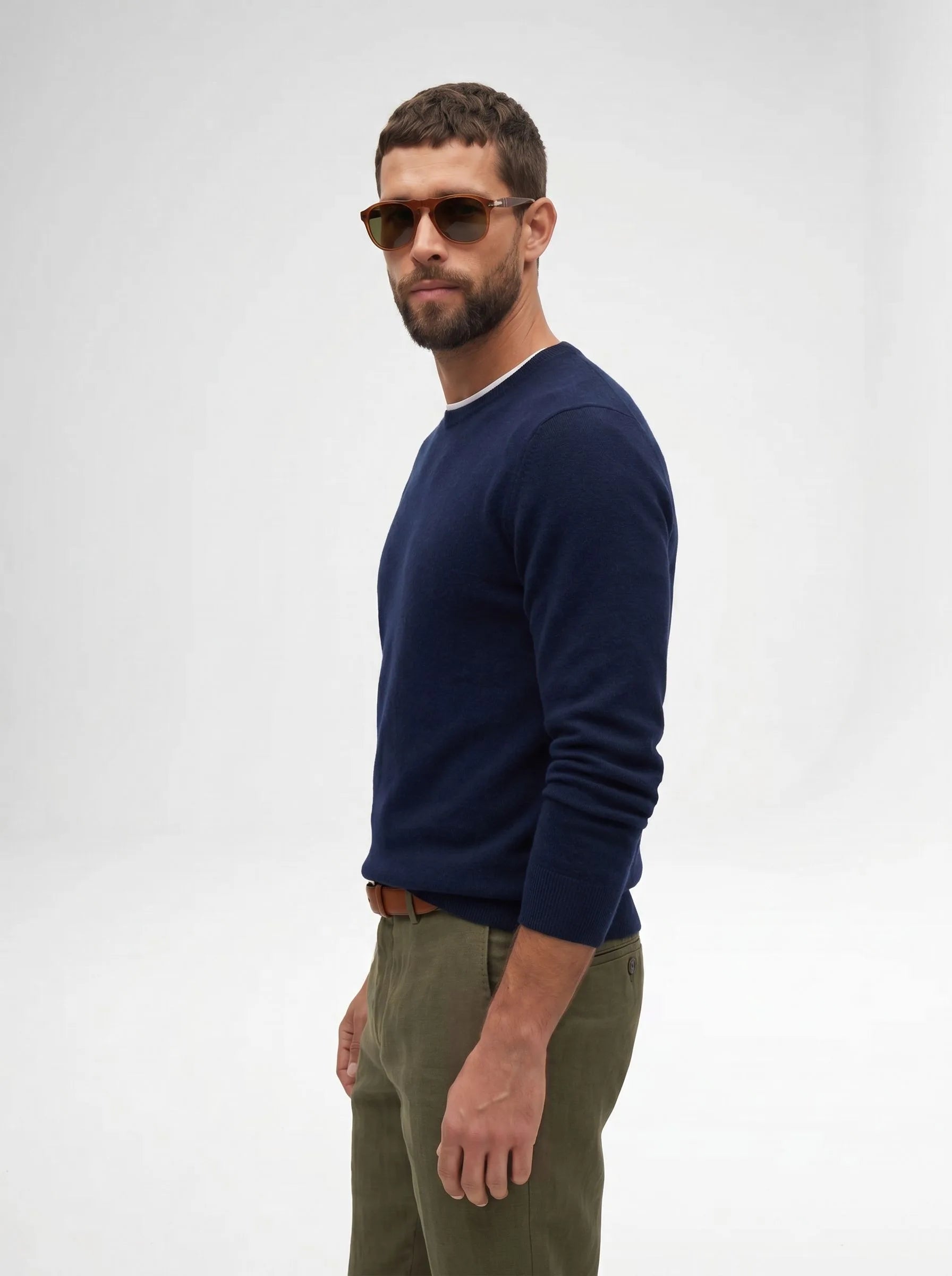 Maglione girocollo in cashmere mongolo