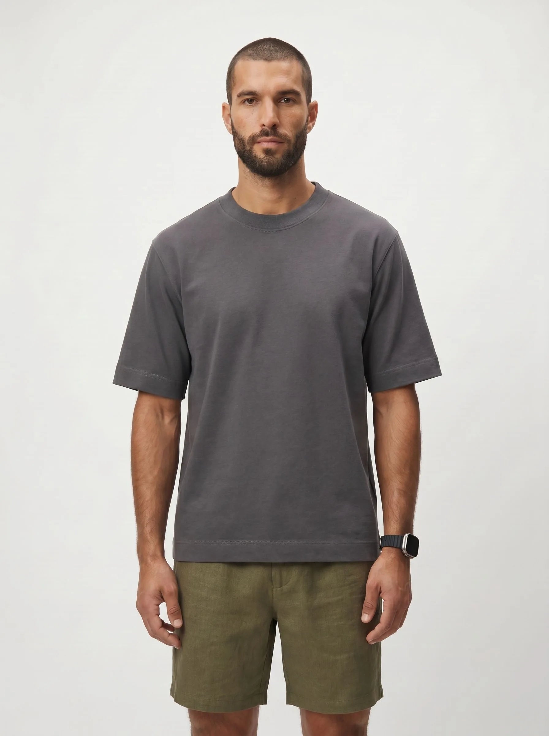 T-Shirt aus 100 % Bio-Baumwolle, schwere Qualität, Rundhalsausschnitt