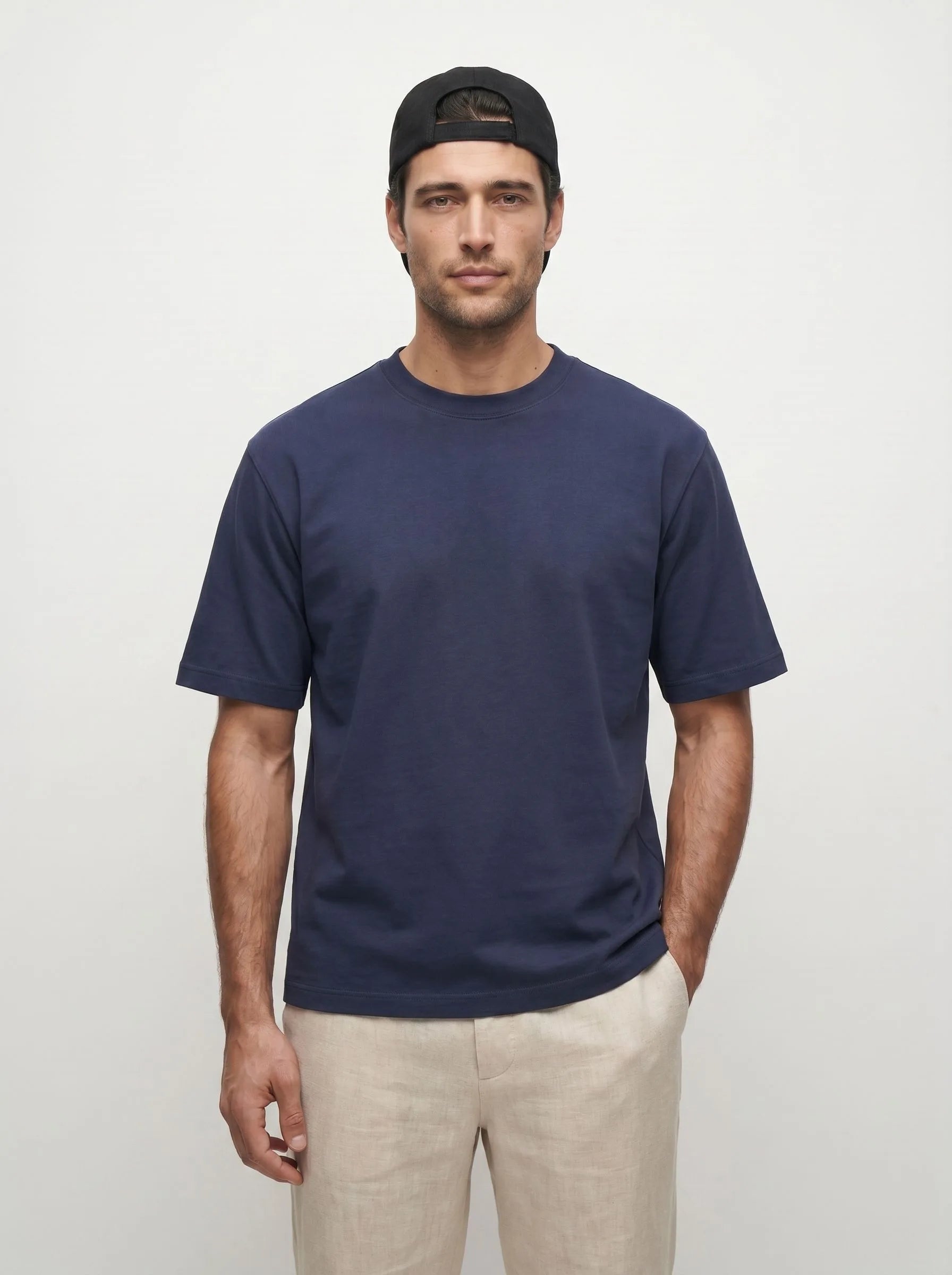 T-Shirt aus 100 % Bio-Baumwolle, schwere Qualität, Rundhalsausschnitt